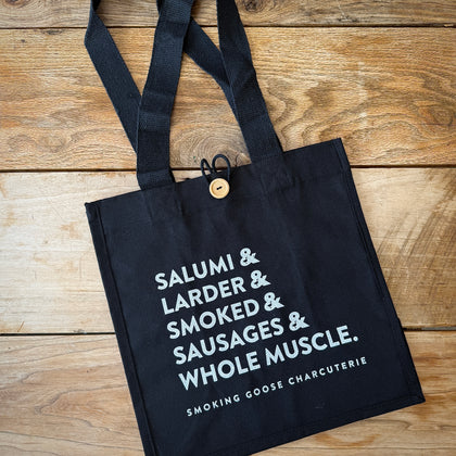 **Apparel Sale**Black Market Bag with white text