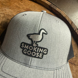 Flat Bill Trucker Hat: Grey + Black