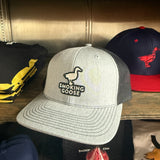 Flat Bill Trucker Hat: Grey + Black