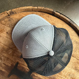 Flat Bill Trucker Hat: Grey + Black