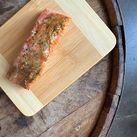 Smoked Salmon with Roasted Poblano + Persimmon Lime Sauce