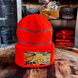 Orange Beanie w/Camouflage Goose Embroidery