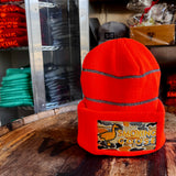 Orange Beanie w/Camouflage Goose Embroidery