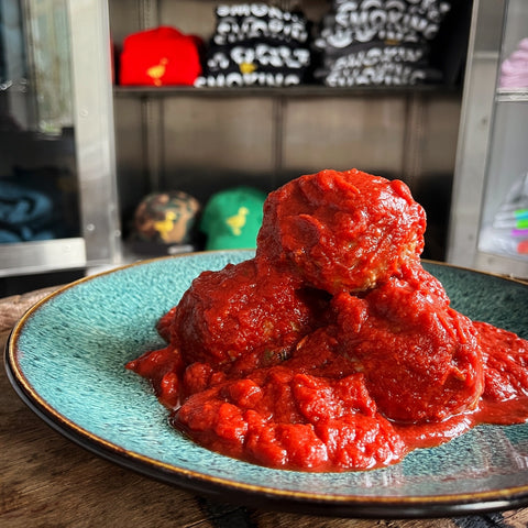 Jumbo Capocollo Meatballs with Arrabbiata