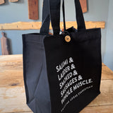 Black Market Bag with white text