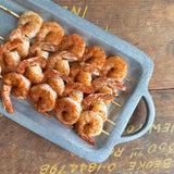 Blackened Shrimp smoked over peach wood