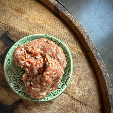 Pork Sausage w/Smoked Maple Syrup + Black Garlic