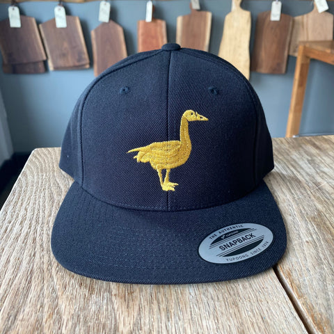 Flat Bill: Black Hat, Gold Goose