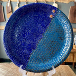Under the Glaze - Lace n' Button Large Platter - Blue